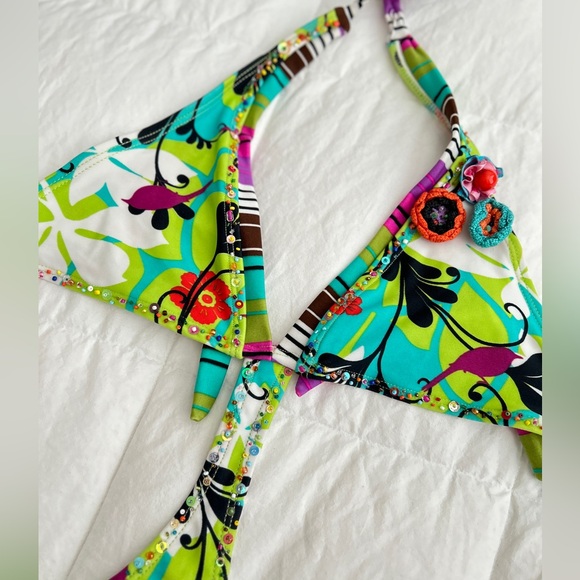 Colombian Beaded, Crochet, & Double Sided One piece Bathingsuit Size Small 4/6 - Picture 3 of 9